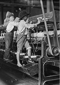 Black and white photo of children industry workers