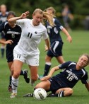 Women's soccer playing on the field