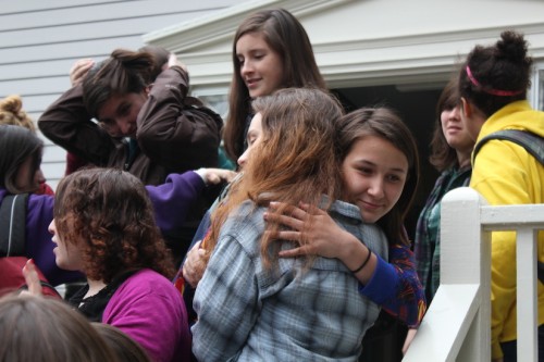 Students hugging