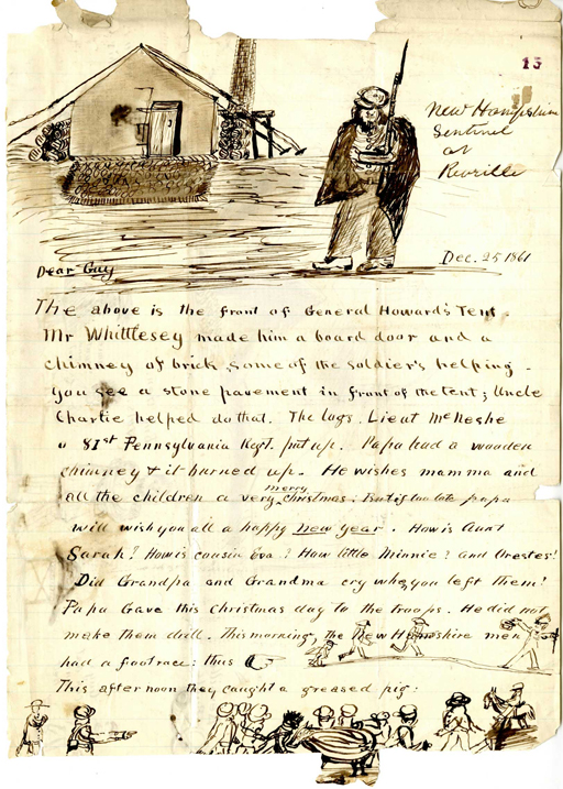 Christmas letter from Howard to his son with hand drawn images