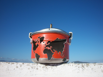 “Untitled “/ the series “World Under Pressure,” 2011, aluminum object, by Batoul S’himi, born Morocco. Collection of the Artist.