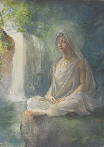 Meditation of Kuwannon, ca. 1886, by John LaFarge. Watercolor. Bequest of Mary Sophia Walker. 1904.18. Bowdoin College Museum of Art.