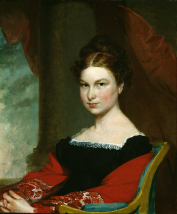 “Portrait of Mrs. Thomas C. Upham (née Phoebe Lord),” ca. 1823, oil on canvas, by Gilbert Stuart. Gift of Edward D. Jameson. Bowdoin College Museum of Art.