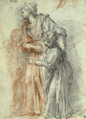“Woman and Child,” 1604-1606, black and red chalk, by Barnadino Poccetti. Bequest of the Honorable James Bowdoin III. 1811.10. Bowdoin College Museum of Art.