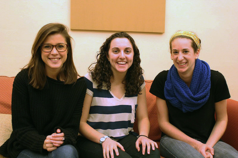 Three of the five 2014 Denning fellows: Olivia Reed ’15, Michelle Johnson ’15 and Emily Weinberger ’15