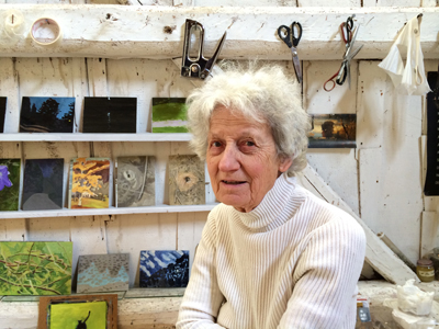Artist Lois Dodd in her Cushing, Maine studio.
