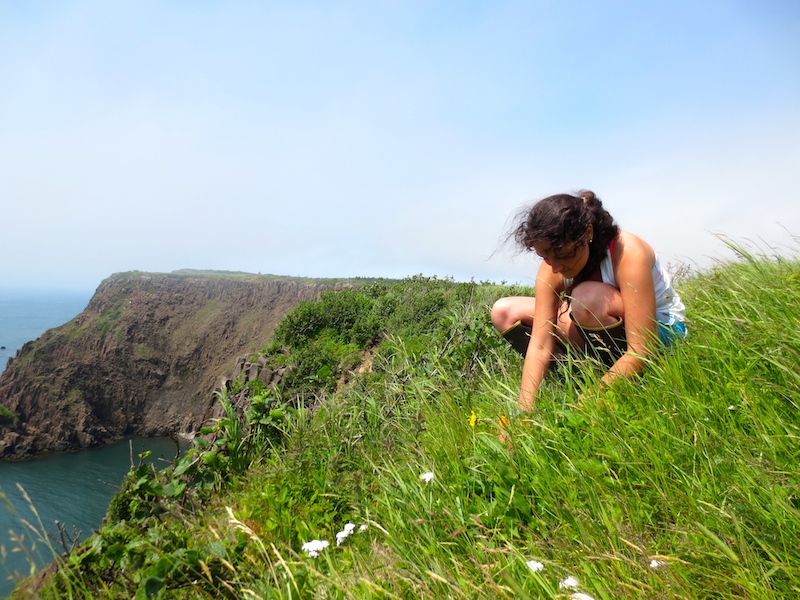Kramer collects a soil sample at the south head of Grand Manan