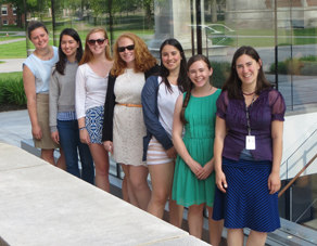 Bowdoin College Museum of Art student assistants for summer 2015 with Andrea Rosen, Curatorial Assistant.