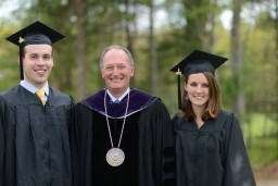 Robert Feeney ’15, President Barry Mills, Margaret Lindeman ’15