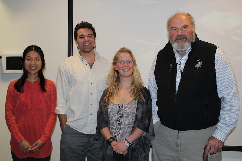 Rita Liao ’15, Eric Levenson ’15, Lucy Green ’15 and Dick Pulsifer ’62