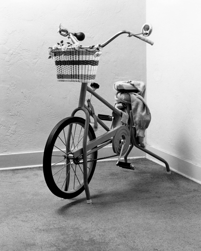 “Yvonne Rainer,” 1971, exercise bike, mirror, roses, sweatshirt, horn, by Eleanor Antin. Collection of the artist, San Diego, California. Courtesy Ronald Feldman Fine Arts, New York, New York.