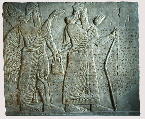 “Assyrian Relief: Winged Spirit or Apkallu Anointing Ashurnasirpal II from Kalhu (Nimrud), Iraq,”