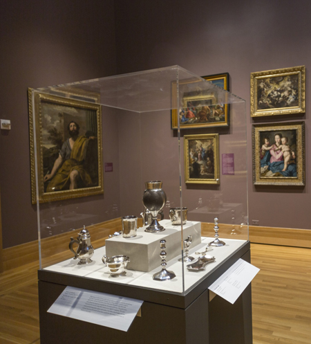 Silver on display in the exhibition “To Instruct and Delight: European and American Art, 1500-1800” at the Bowdoin College Museum of Art