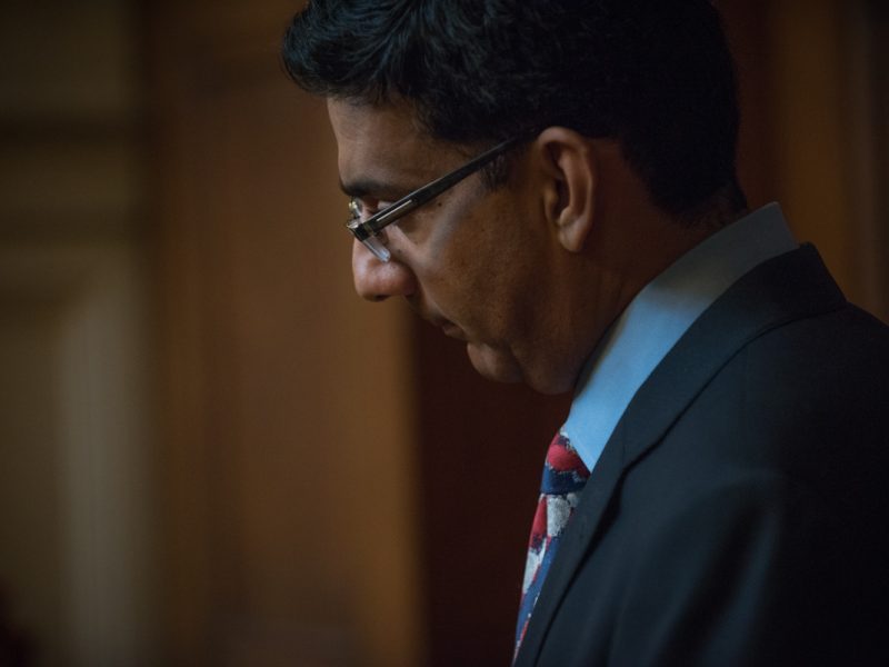Dinesh D'Souza addressing the Bowdoin crowd