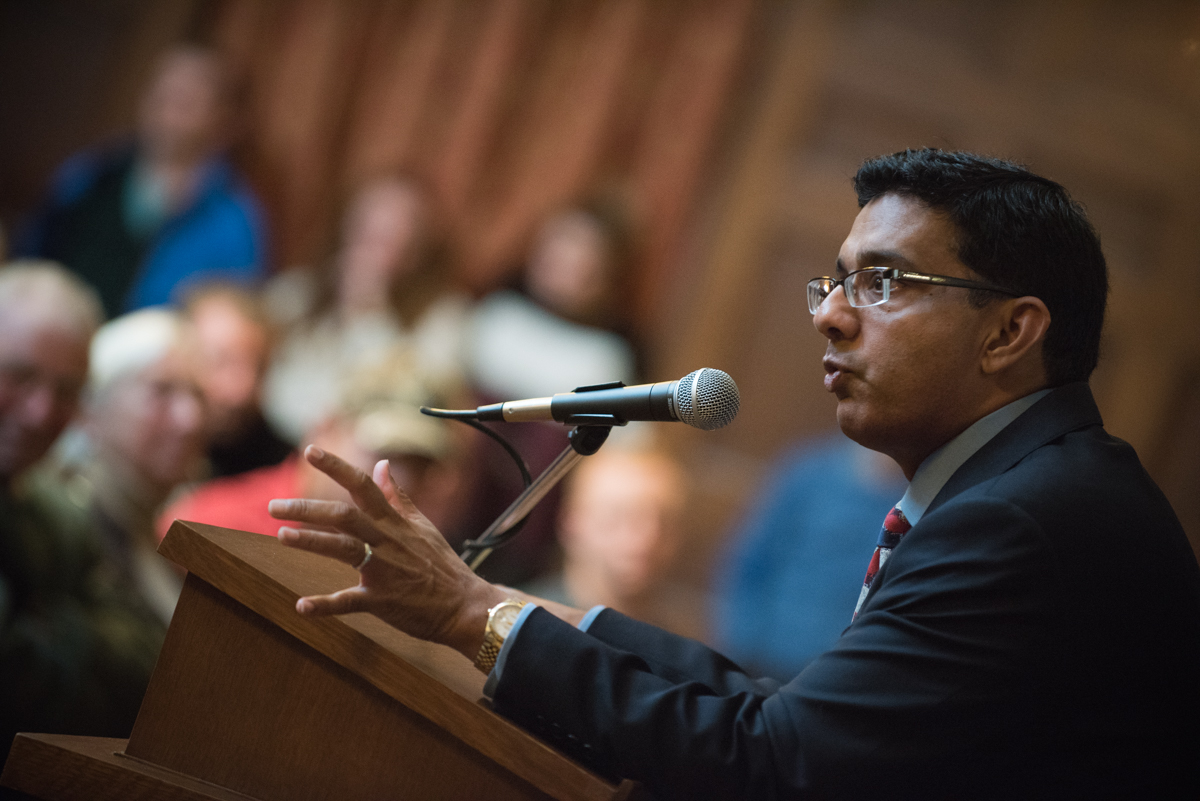 Dinesh D’Souza speaking at Bowdoin