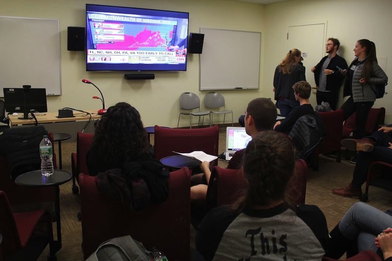 Students Watch Election Results Come in Across Campus Bowdoin College