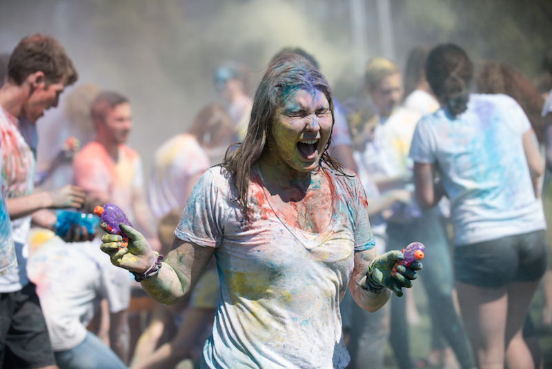 students celebrating Holi