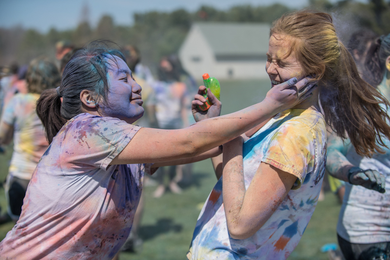 students celebrating Holi