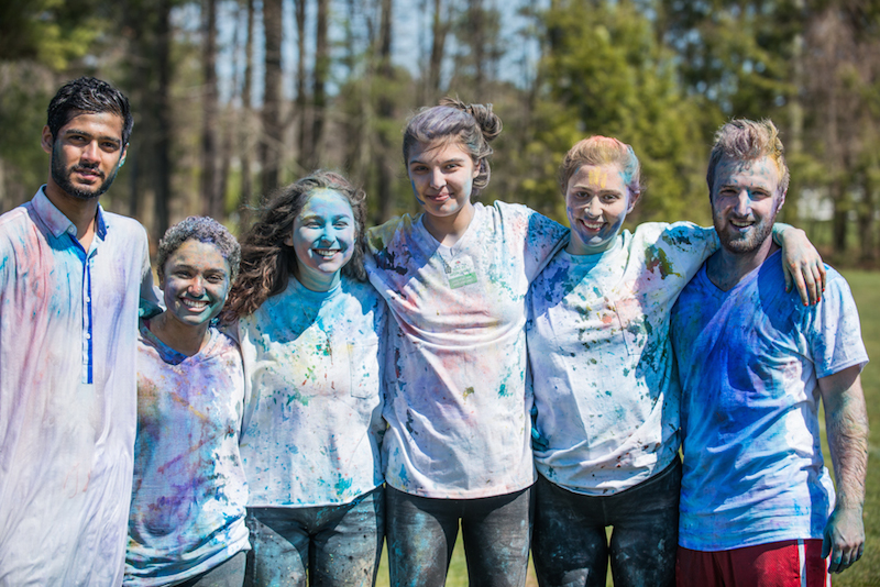students celebrating Holi