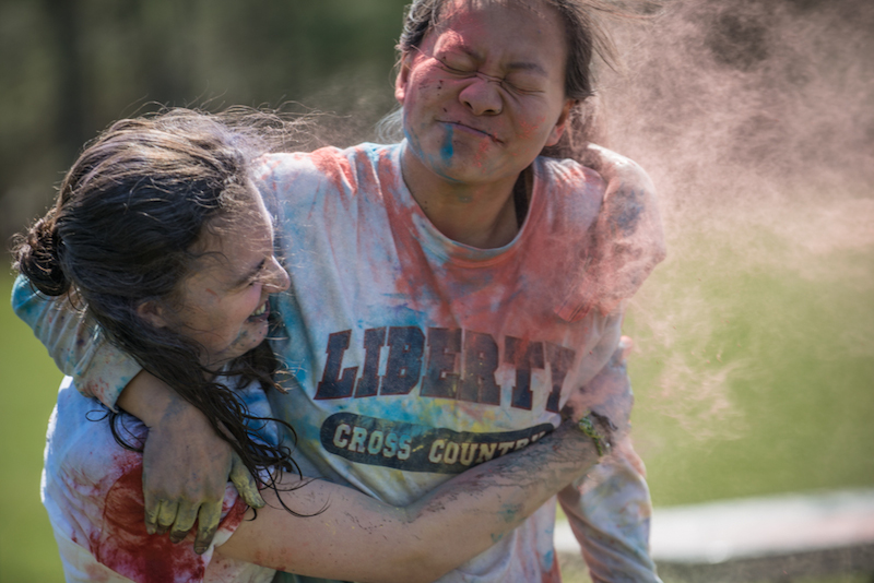 students celebrating Holi