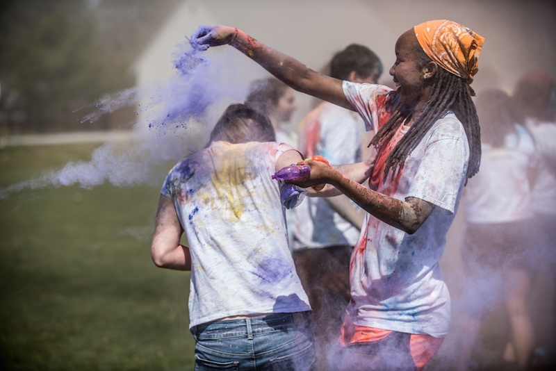 students celebrating Holi