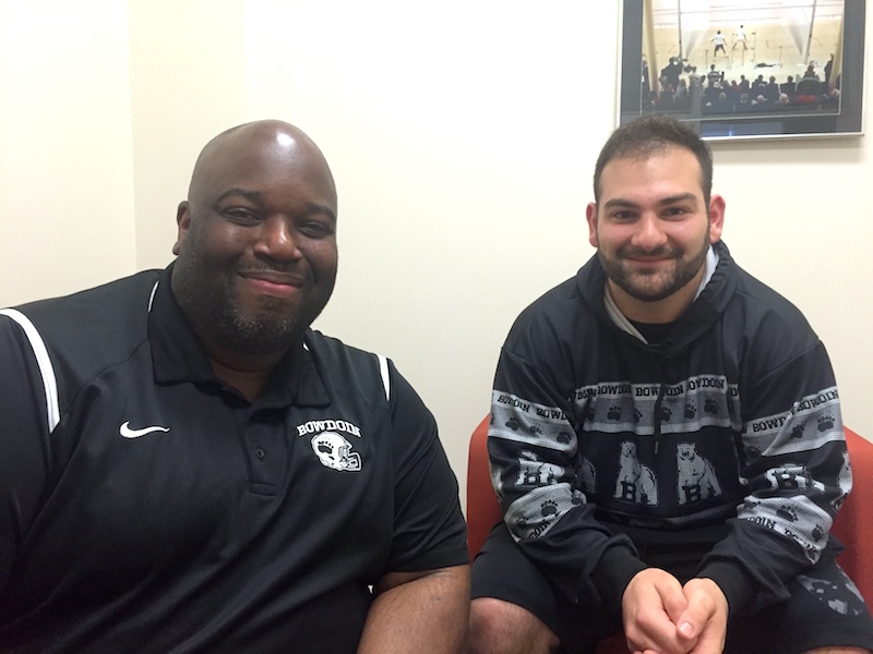 Assistant Football Coach Kevin Loney and Nadim Elhage