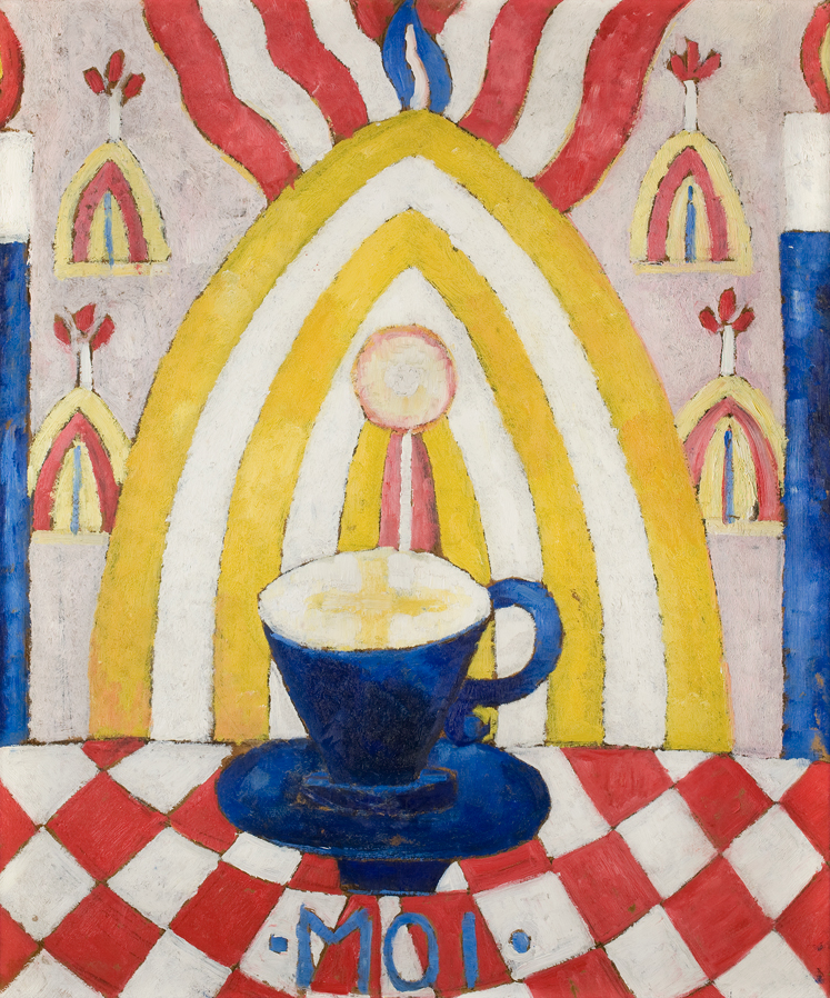 “One Portrait of One Woman,” 1916, oil on composition board, Marsden Hartley (1877–1943). Collection of the Frederick R. Weisman Art Museum at the University of Minnesota, Minneapolis, Minnesota, bequest of Hudson D. Walker from the Ione and Hudson D. Walker Collection.
