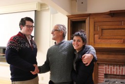 Matthew Diserio with Olivia Diserio ’16 and Thomas Tyree ’16, president of the Bowdoin Finance Society