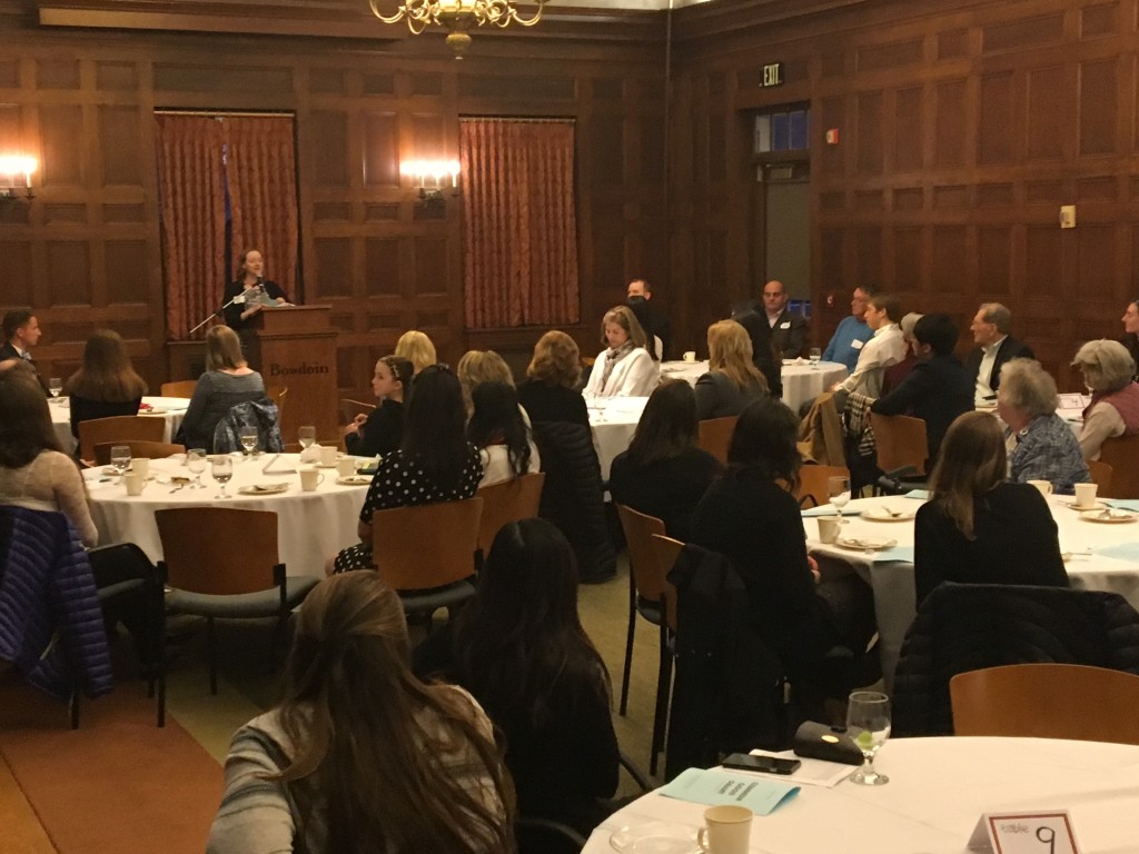 Sarah Seames, Director of the McKeen Center, addresses the grant awards ceremony