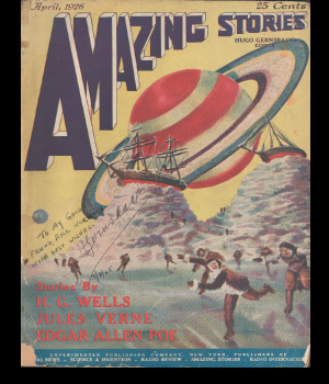 April 1926 cover of Hugo Gernsback’s magazine “Amazing Stories”