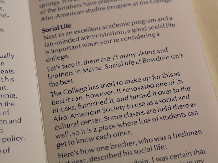 Bowdoin Admissions pamphlet