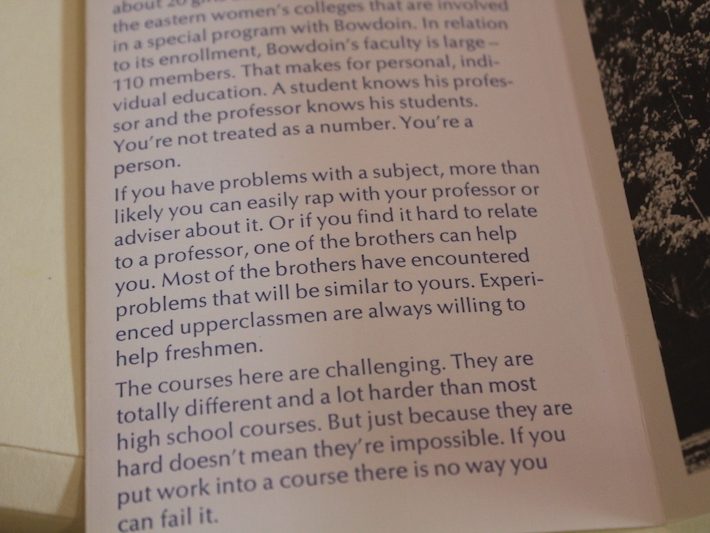 Bowdoin Admissions pamphlet