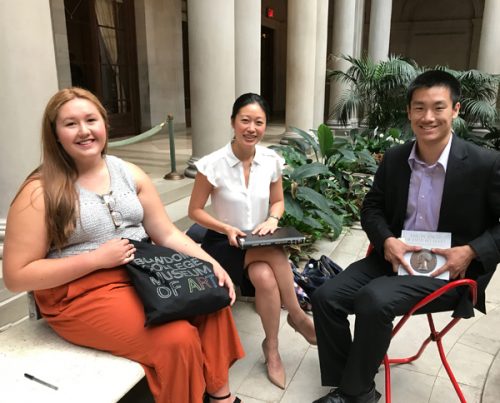 Amber Orosco ’19, Aimee Ng, associate curator, The Frick Collection, and Ben Wu’18 during a recent research trip in New York City.