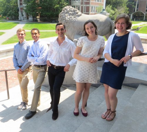 Left to right: Seth Chatterton’19, Daniel Banks ’19, Daniel Rechtschaffen ’18, Johna Cook ’19, and Juliette Dankens ’18.