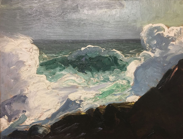 “Green Breaker,” 1913, oil on panel by George Bellows, American, 1882-1925. Gift of Remak Ramsay. Bowdoin College Museum of Art