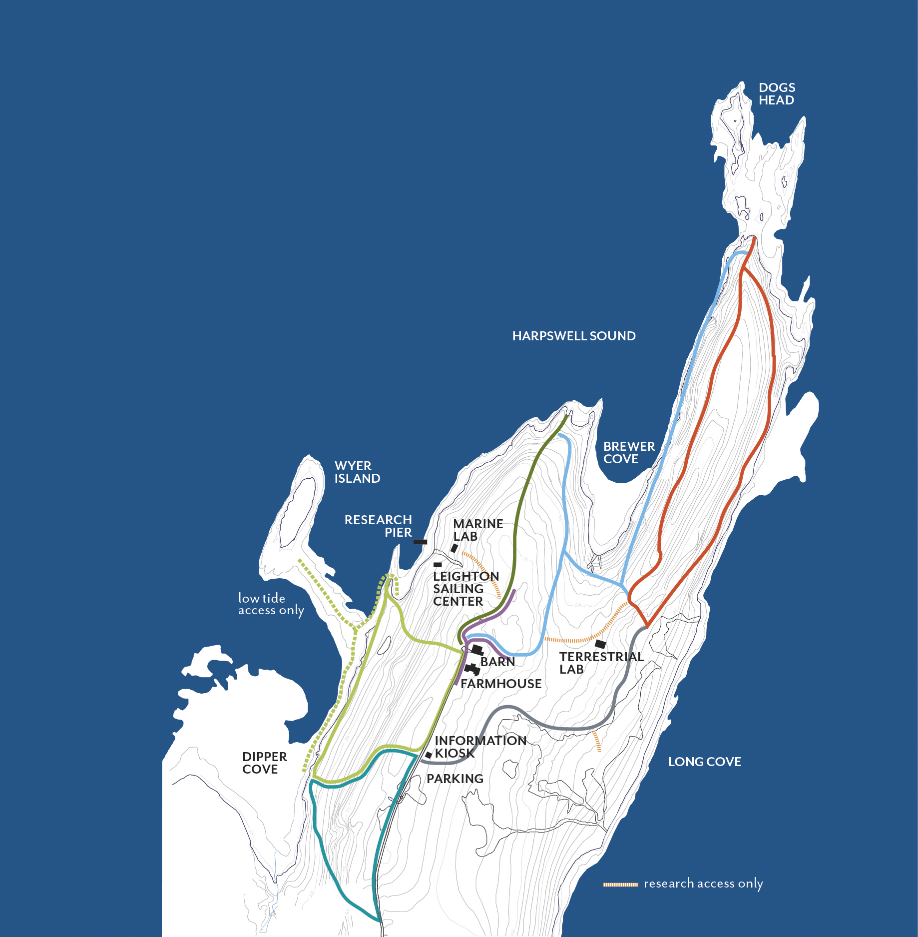 trailmap of Harpswell and the SCSC