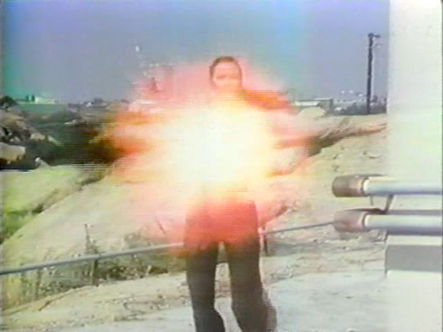 Film still from “Technology/Transformation: Wonder Woman” (1978–79) by Dara Birnbaum. On view in February 2017 at the Bowdoin College Museum of Art