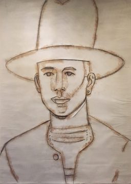 “Pharrell,” 2014, chalk and charcoal, by Alex Katz, American, born 1927. Gift of the Alex Katz Foundation.