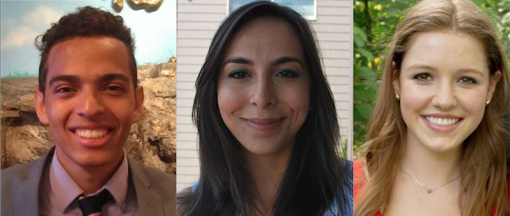 headshots of Daniel Bonilla, Sarah Bashir, Isabel Udell