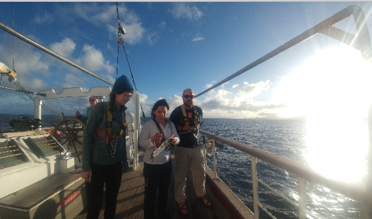 Madeline King ’19 performing hourly 6-minute science observations aboard the SSV Robert C. Seamans