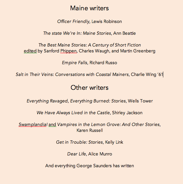 List of recommended Maine writers