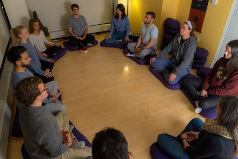 Benny Painter ’19 leads his Monday night meditation