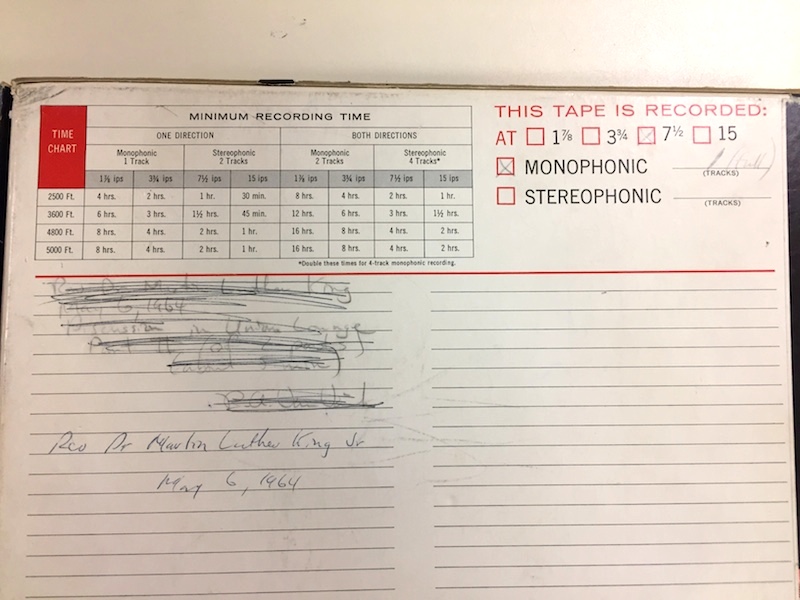 picture of information about taped recording