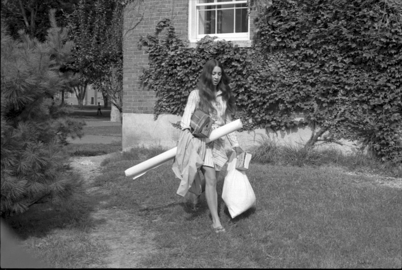 A student moving into Appleton Hall, fall 1971