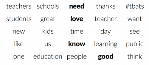 Top 25 Most Tweeted Words by Teachers