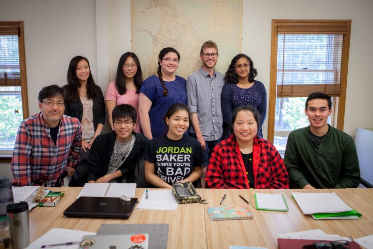 Top row: Sakura Christmas, Nan Ding ’19, Valeria Magallan ‘19, Ethan Barkalow ’18, Viyjayanthi Selinger.         Second row: Hiroo Aridome, Julian Garrison ’19, Karen Chan ’18, Gerlin Leu ’19, Michael Amano ‘17