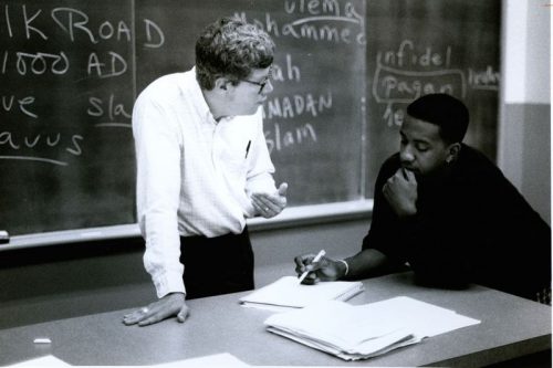 Allen Wells working with a student at Bowdoin in 1989