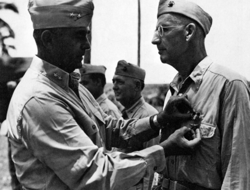 Douglas receiving medal