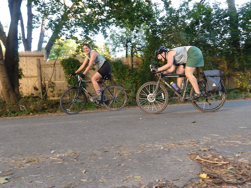 Ali Briere Danielle Walczak riding bikes