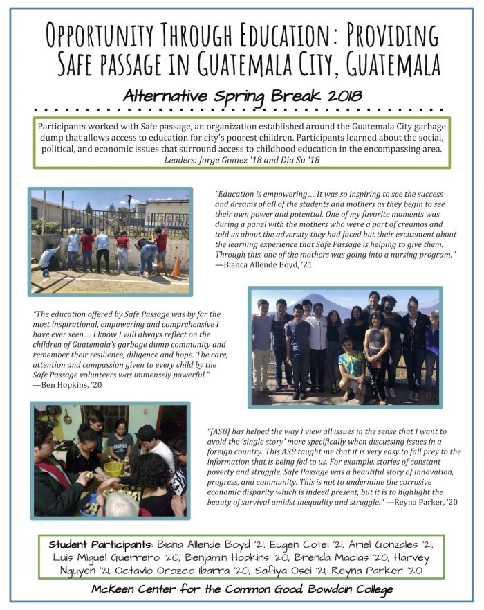 First the Alternative Spring Break, Then the Reflection Bowdoin College